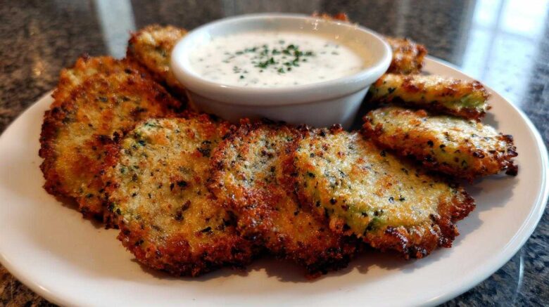 Zucchini Parmesan Crisps with Ranch Dip