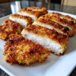 Close-up of perfectly cooked Katsu Curry Sandwich Cutlets sliced to show juicy white meat and crispy golden-brown panko crust.